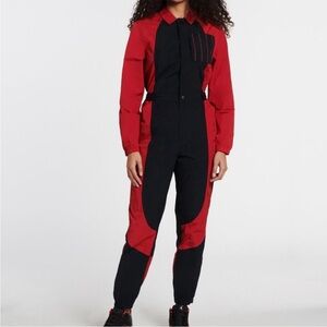 NEW Nike Jordan Essential Womens 1X Varsity Flight Jumpsuit Black Red DJ2626-636